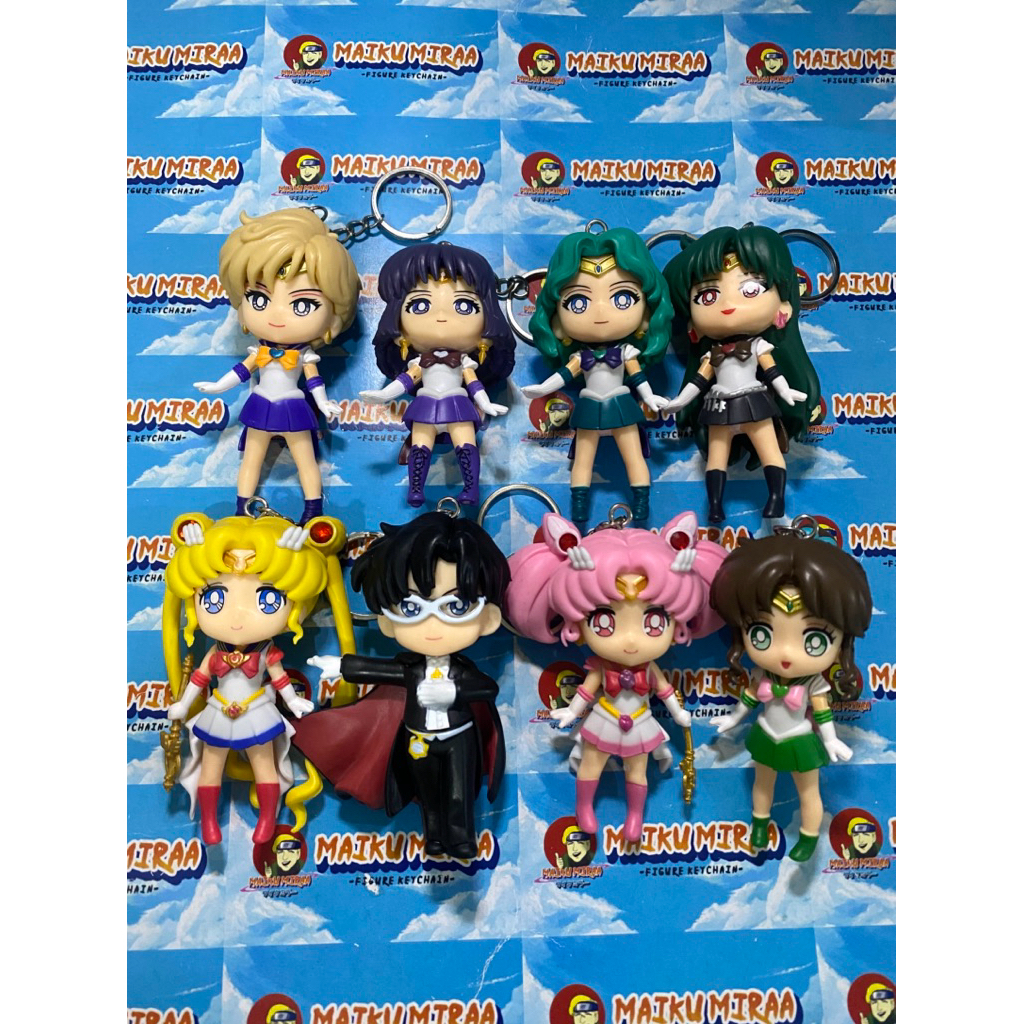 Figure Keychain / Gantungan Kunci Anime Sailormoon D Tuxedo Bertopeng Chibi Moon Jupiter Uranus Satu