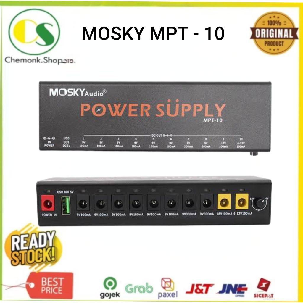 Power Supply Mosky Audio Efek Gitar Bass Elektrik MPT-10 Mosky MPT - 10