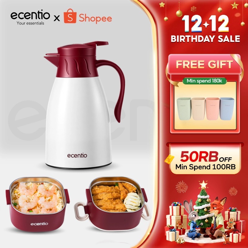[Super Paket] ecentio LED termos air panas Dingin 24 Jam 1L termos Air Panas Bayi Buat Susu & food c