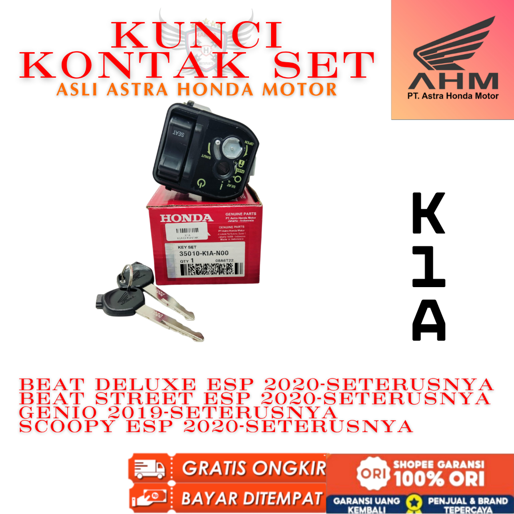 K1A ORIGINAL KUNCI SET HONDA BEAT LED, KUNCI SET HONDA SCOOPY ESP, KUNCI SET HONDA GENIO, KUNCI SET 