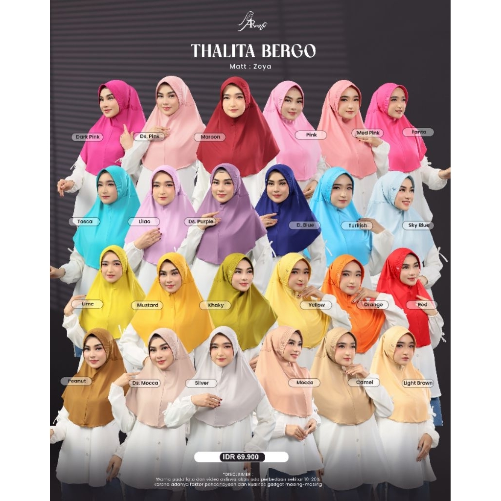BERGO THALITA hijab daily, rumahan, Olga by Arrafi ori