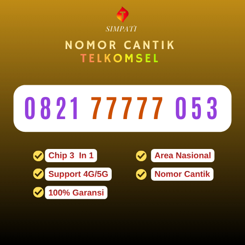 NOMOR CANTIK KARTU PERDANA SIMPATI TELKOMSEL 77777 / Nomor Cantik Telkomsel 4G/5G