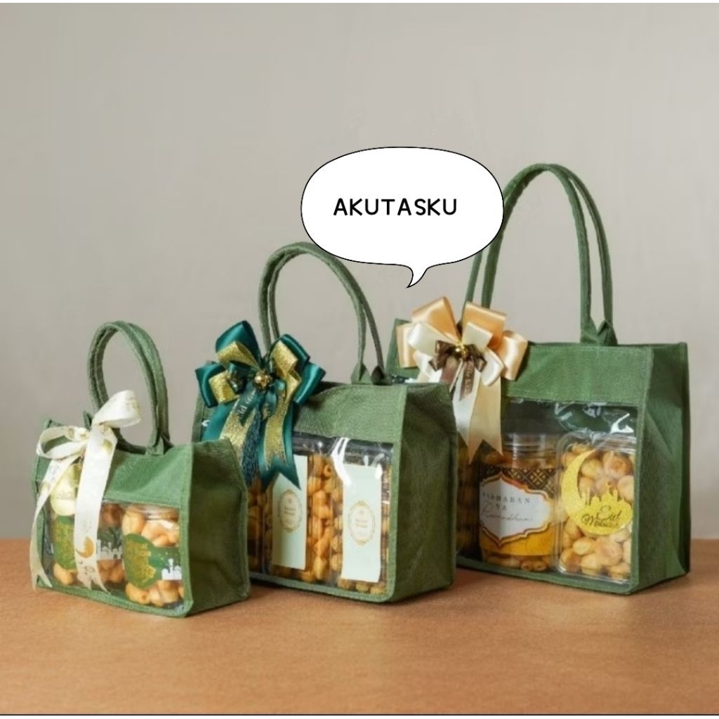 TAS SOUVENIR KANVAS KOMBINASI MIKA TAS SOUVENIR TAS karung goni magnet