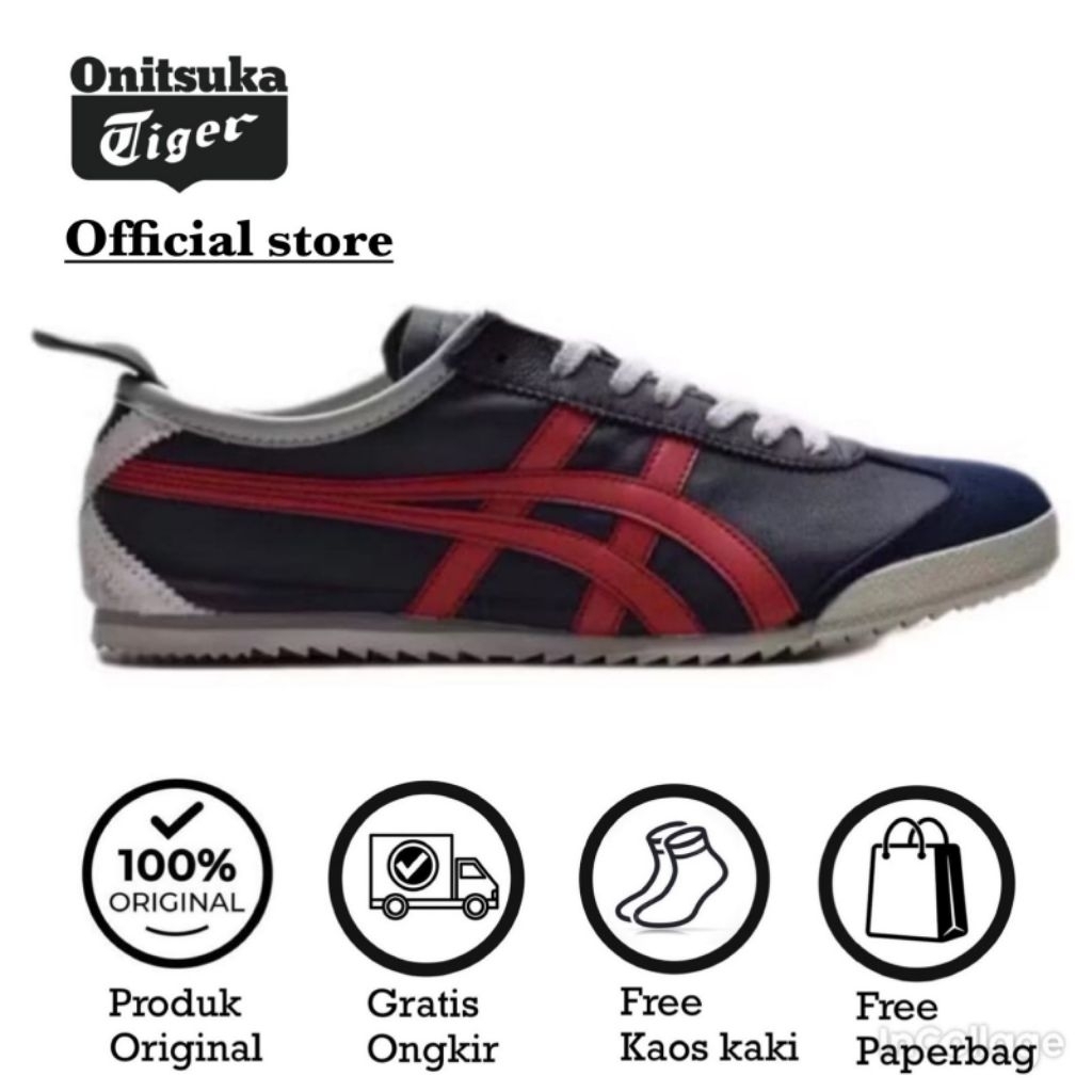 sepatu onitsuka tiger mexico 66 ORIGINAL made japan navy red//free paperbag & kaos kaki