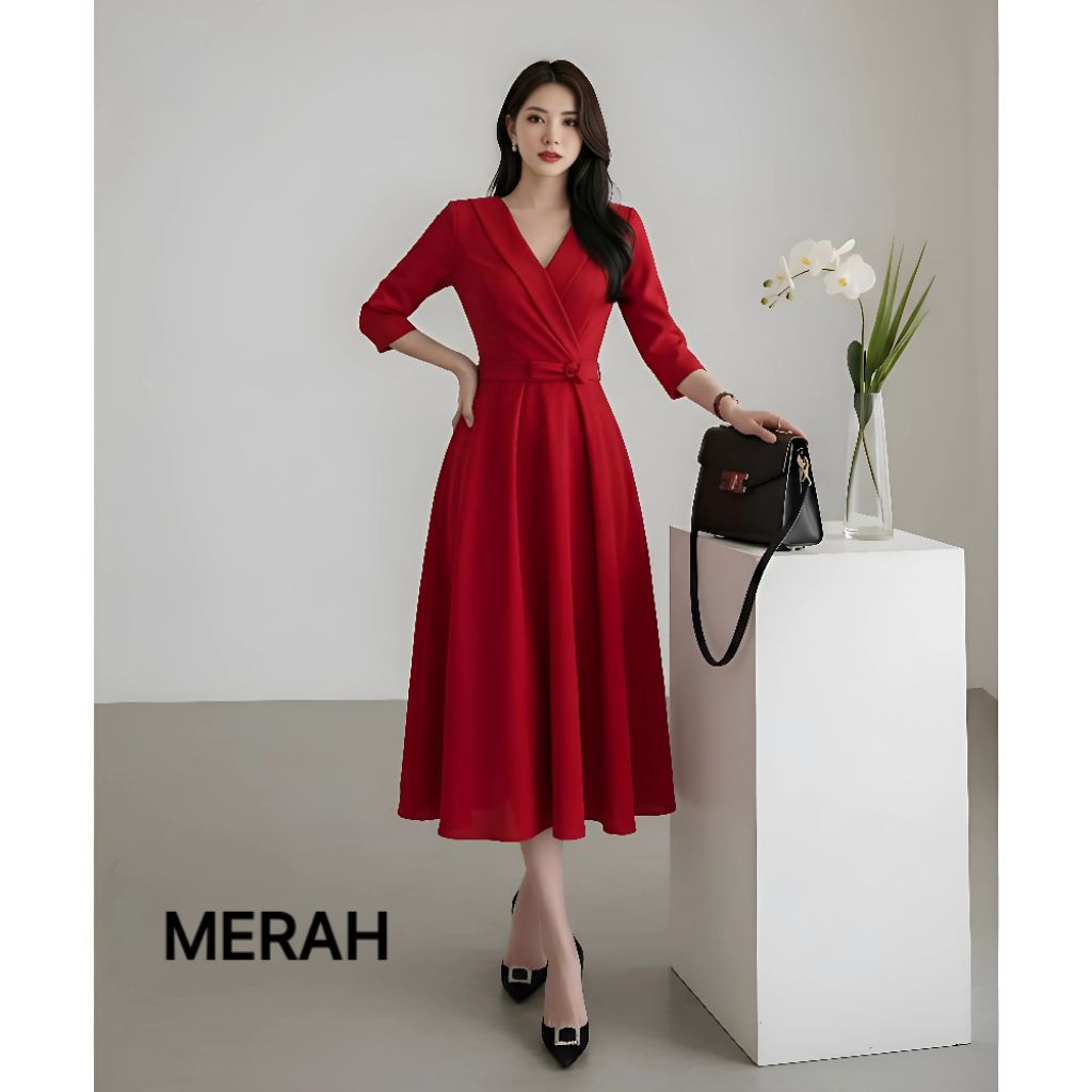 Zahvira Midi Dress Bridesmaids-Dress Putih Hitam Terlaris-Dress Scuba Premium-Dress Gereja-Dress Kon