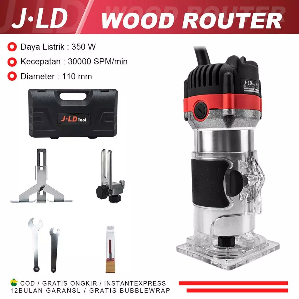 JLD Mesin Trimmer MT370 Mesin Profil Kayu Router 6mm Mesin Profil Kayu Trimmer Router Mesin 350W Rou