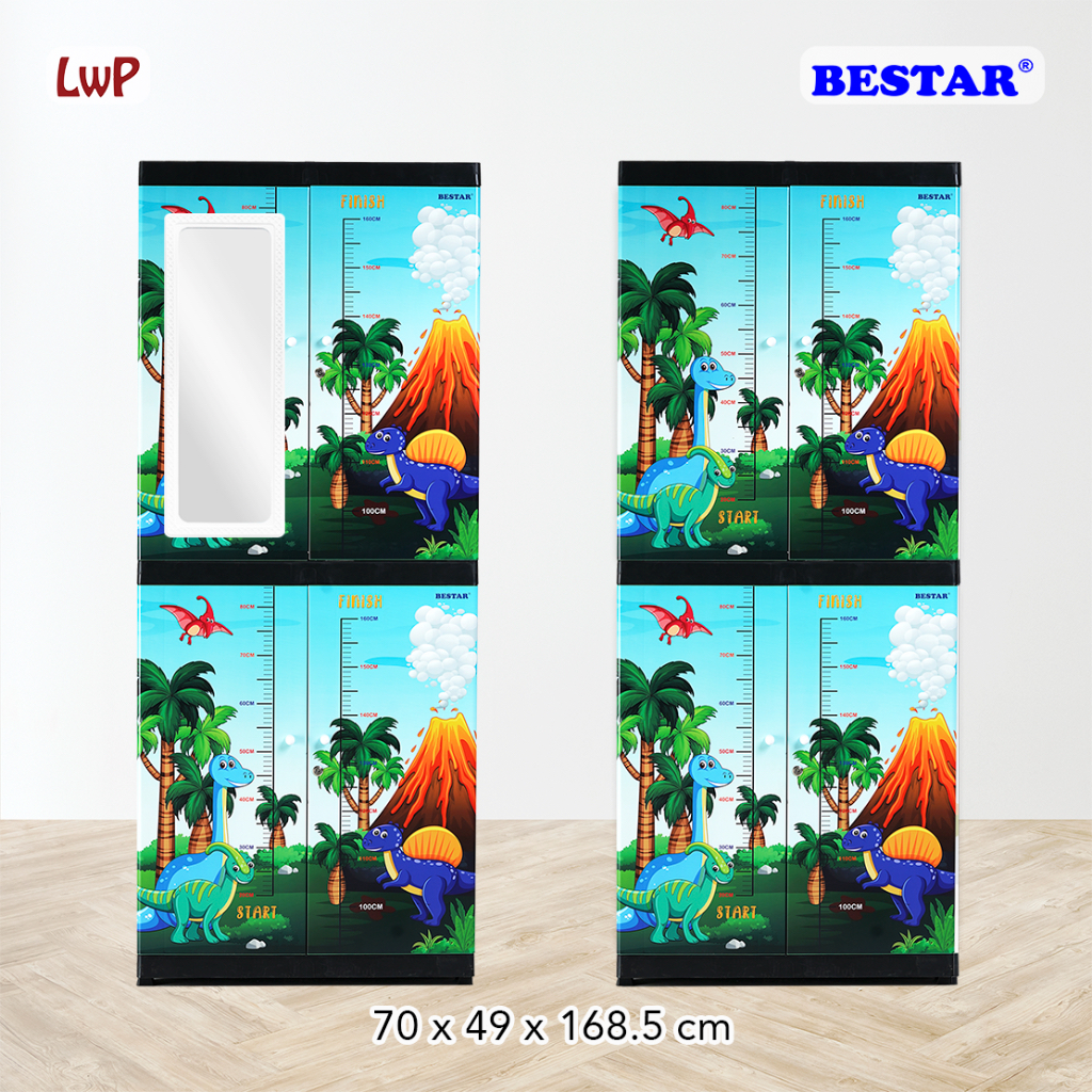 LEMARI PLASTIK BESTAR SUSUN 4 KUNCI KARTUN KARAKTER ANIMAL