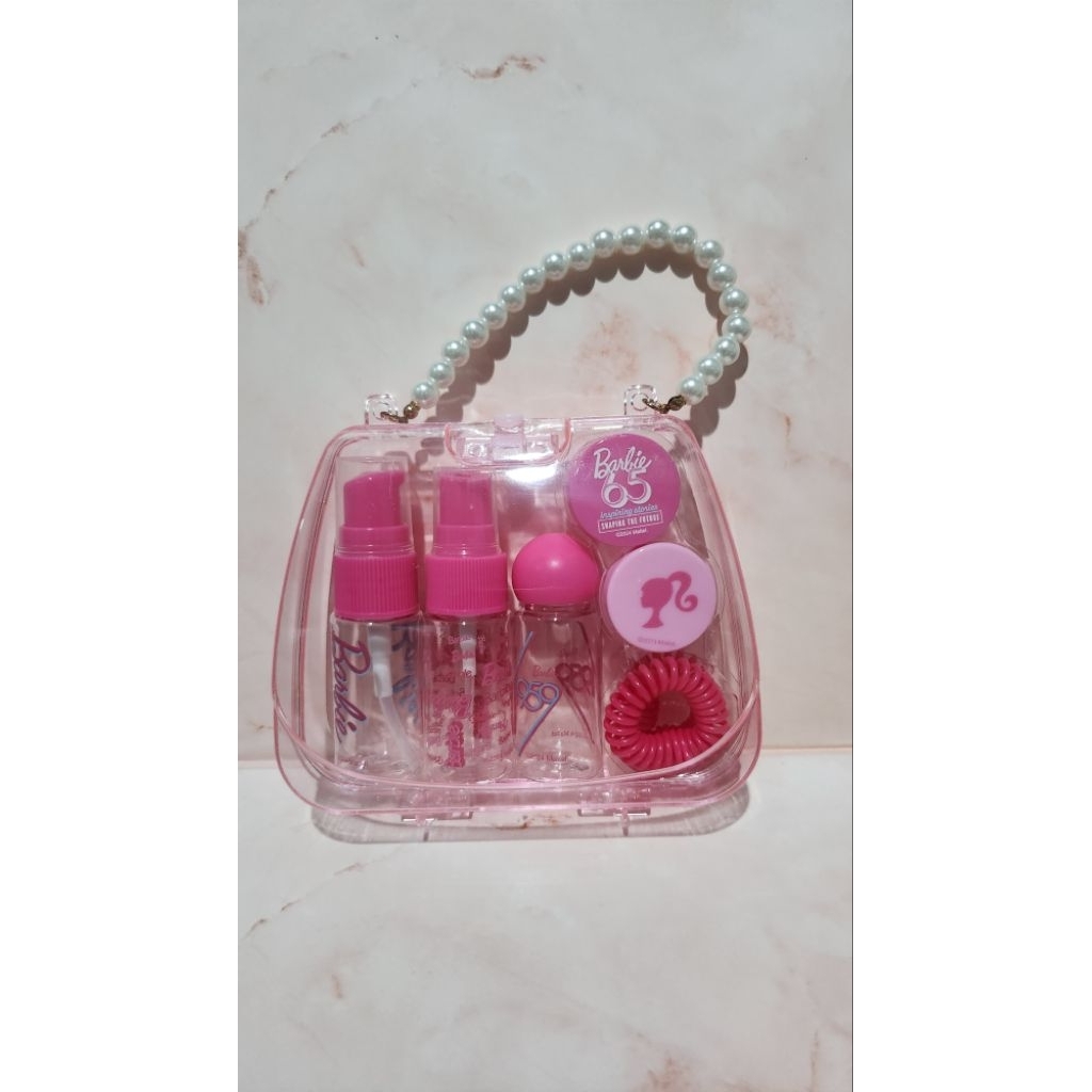 Travel Set Barbie Botol Pouch Bening Tas Kecil Miniso