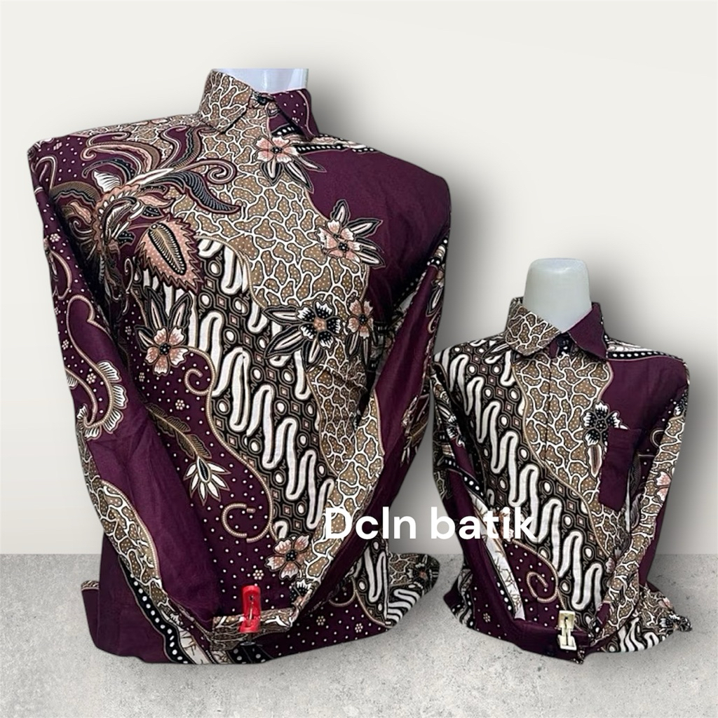 Kemeja Batik Burgundy Couple Katun Premium Ayah & Anak | Baju Batik Modern Elegan