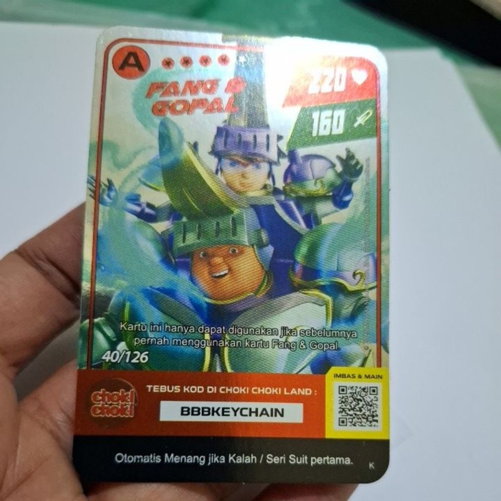 Kartu Choki choki boboiboy Fang dan Gopal