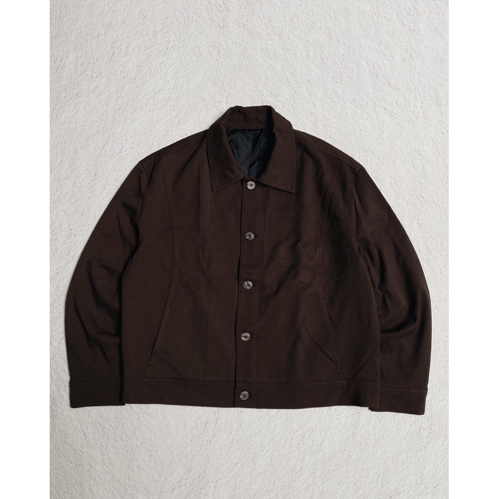 Draw Fit Dove Wool Minimal Line Brown Jacket