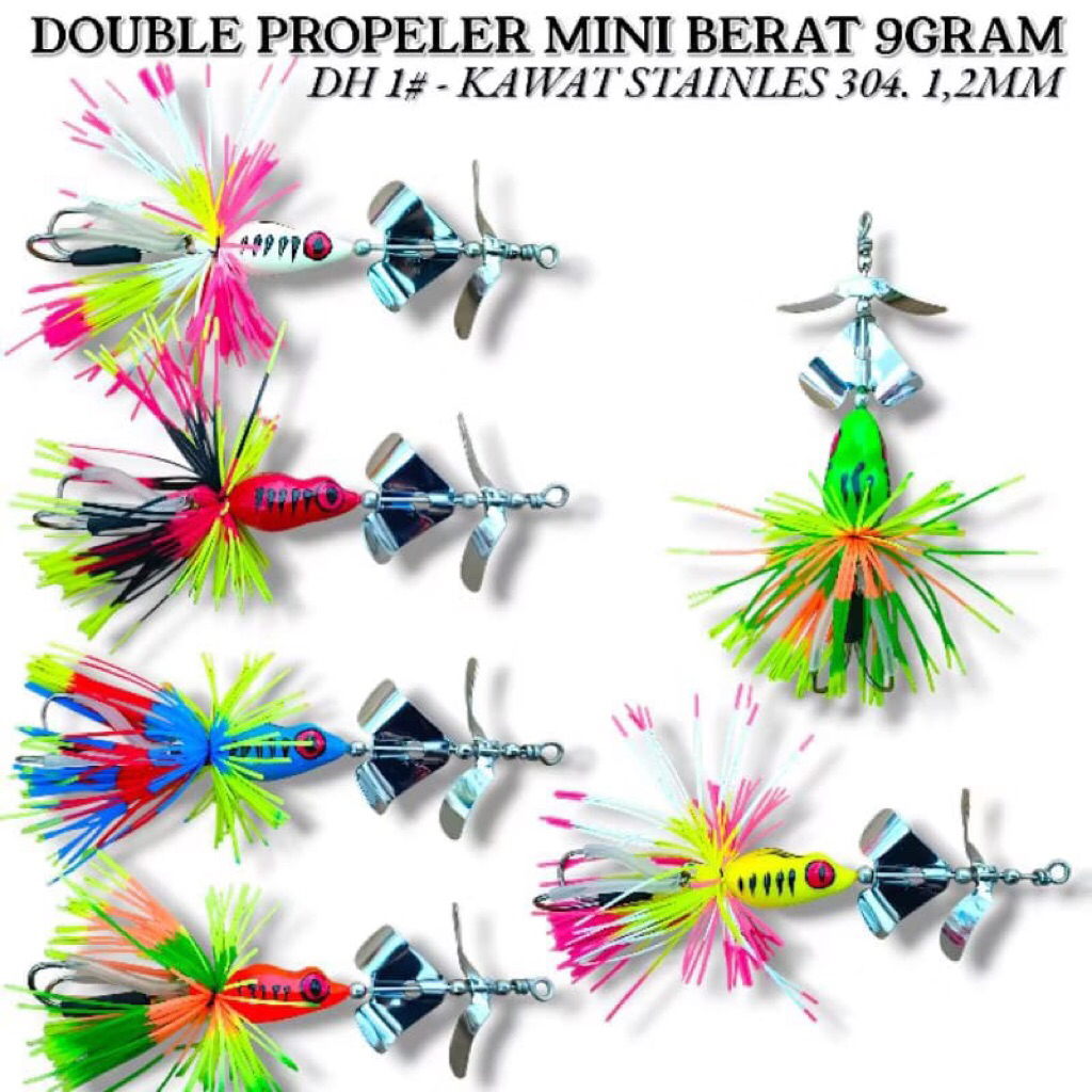 SLATER MINI DOUBLE PROPELER BERAT 9gram UMPAN CASTING GABUS DAN TOMAN