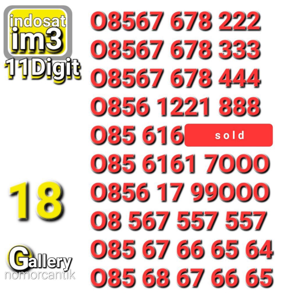 NOMOR IM3 11DIGIT 888 1000