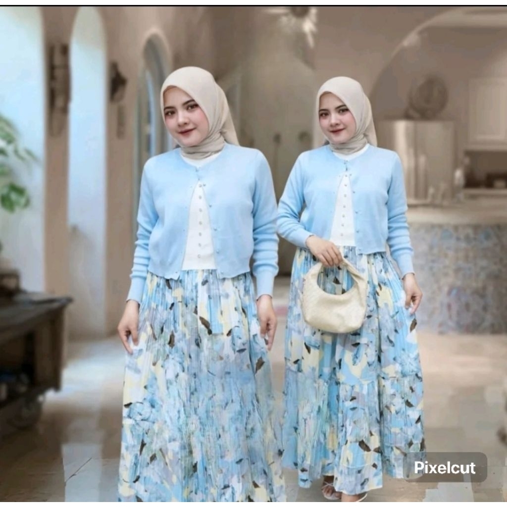 gamis bangkok kombinasi rajut