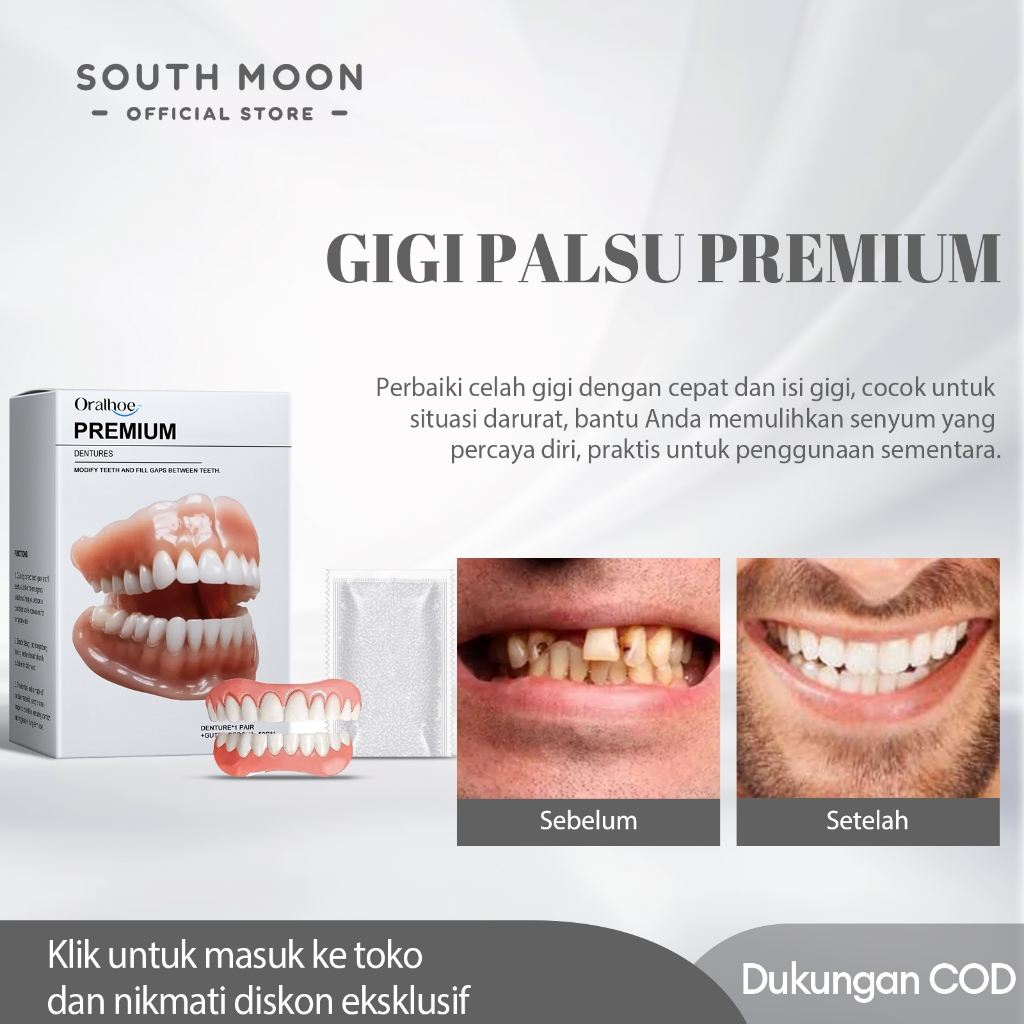Oralhoe gigi palsu 1Set full denture set gigi palsu gigi gingsul palsu lepas pasang gigi palsu lepas