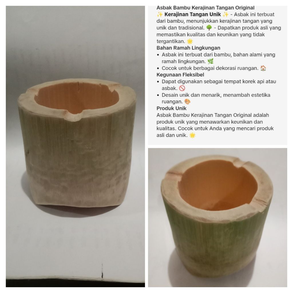 asbak bambu original, kerajinan tangan