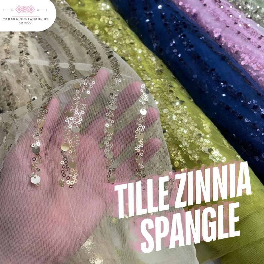 Kain Kebaya Tile Brokat Payet Zinnia Spangle 2025 Bordir Full Payet Premium Meteran Mewah Tile Payet
