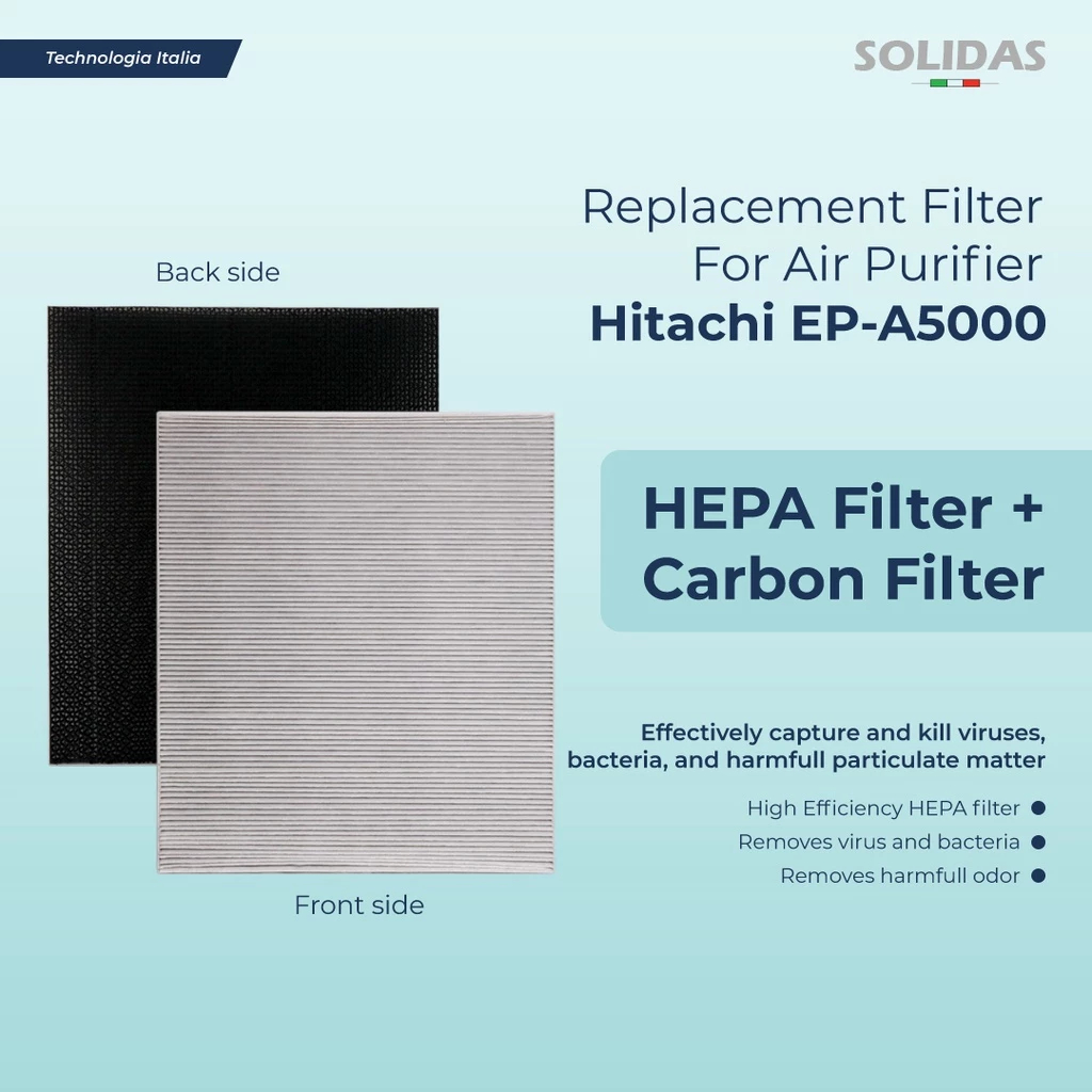 Solidas Replacement Filter HEPA+Carbon For Air Purifier Hitachi EP-A5000
