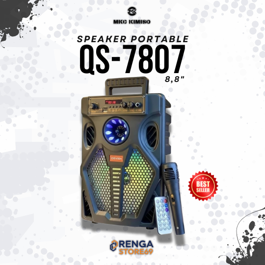 SPEAKER BLUETOOTH FULL BASS FREE REMOTE DAN MIC KARAOKE QS-7807