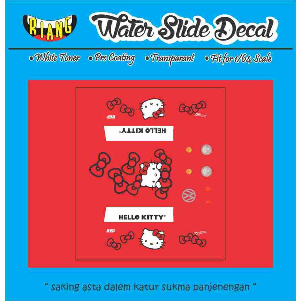 Decal Waterslide Hot Wheels Kool Kombi Hello Kitty Red Edition