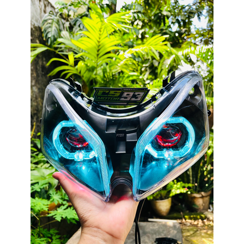 Reflektor Depan Set BiLED 3.5 Inch Custom PNP untuk Vario 110 Karbu Old Cahaya Terang