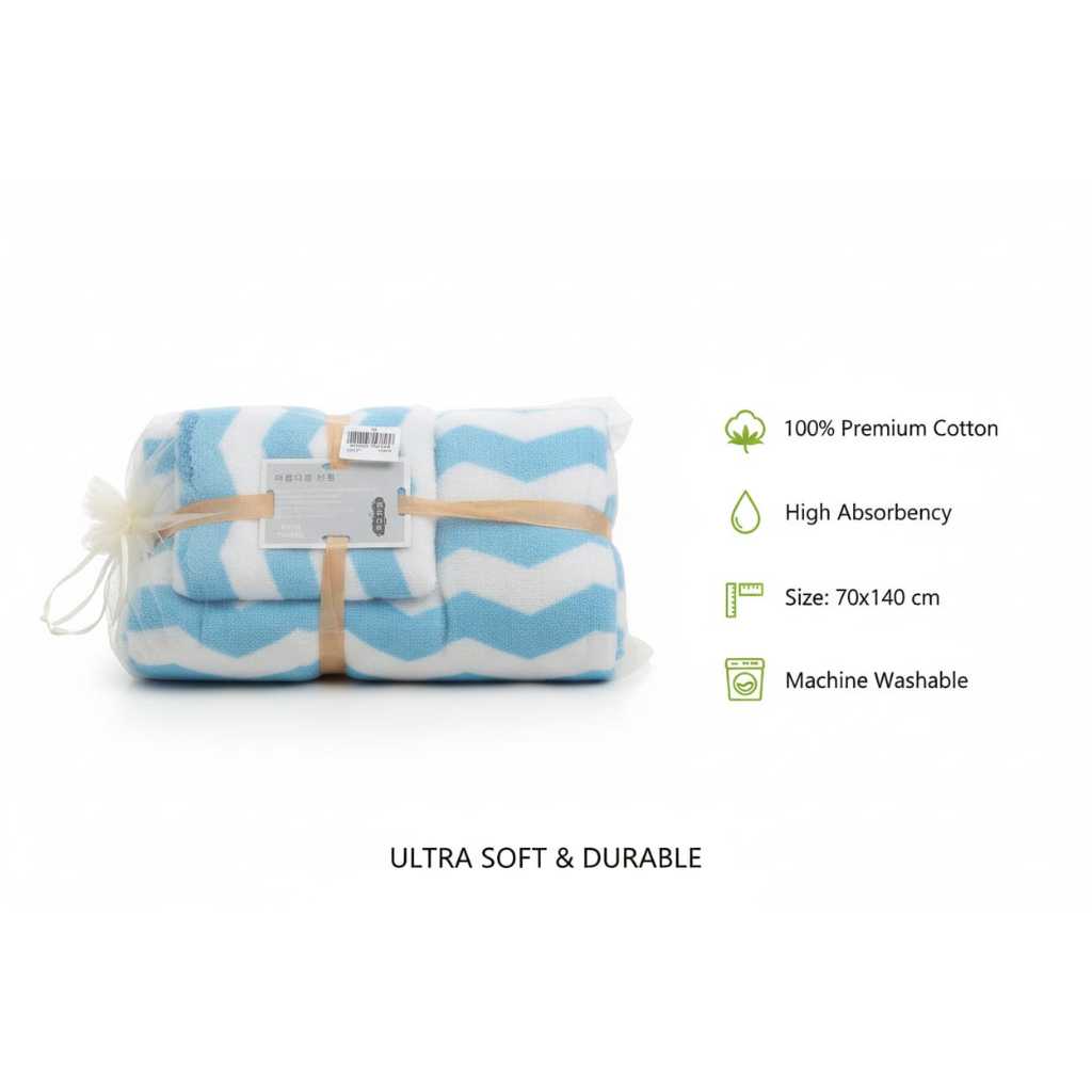 Set 2 Ultrasoft Bath Towel Haylay Austin / Dua Warna Handuk Mandi Towel Set Garis 2in1 | WARNA RANDO