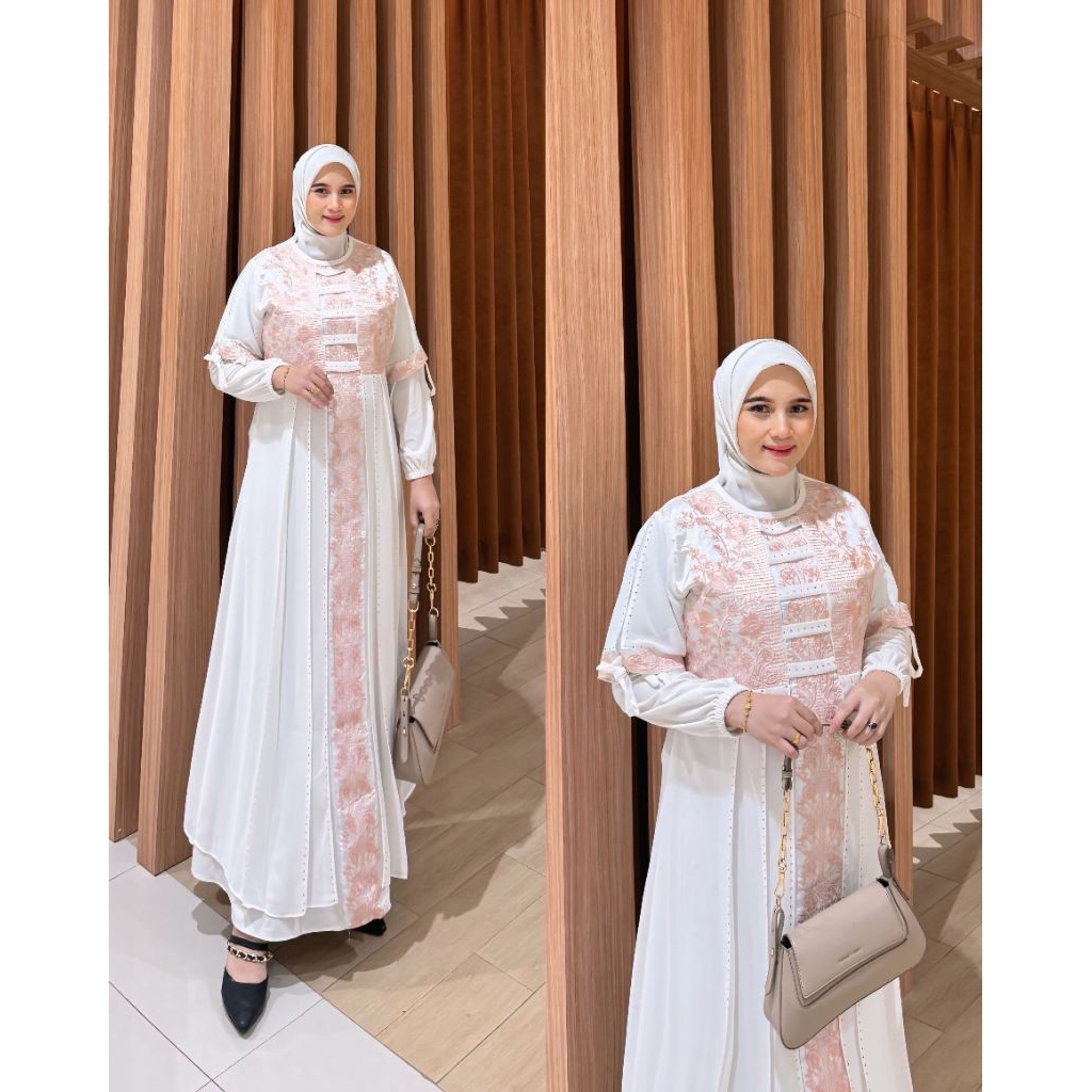[Khamymshop] Gamis Putih Abaya Modern || Muslimah Trendy Kekinian || Gamis Putih Mewah Syar'i