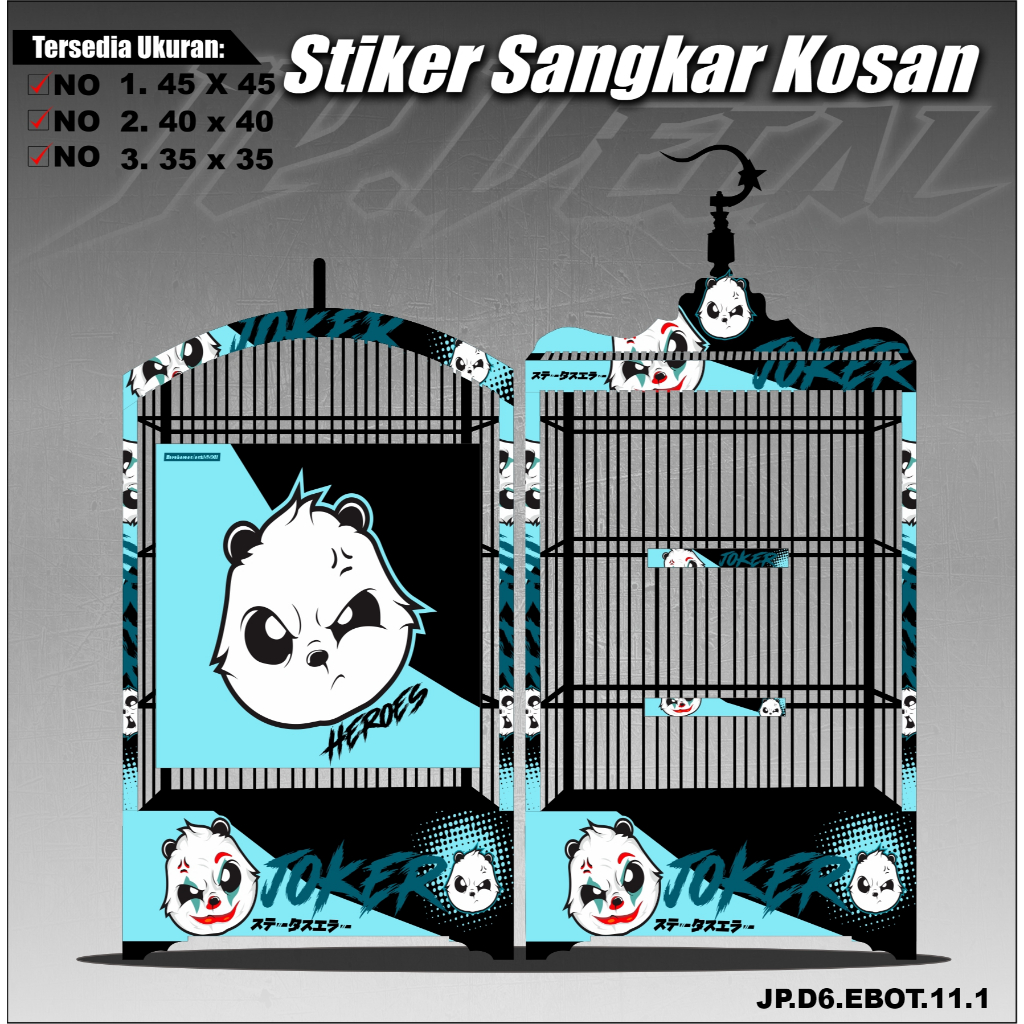 (COD PROMO 12.12) Stiker Dekal Sangkar Kotak Model Kosan BnR Ebod No 1 2 3 Desain Panda - D6 011