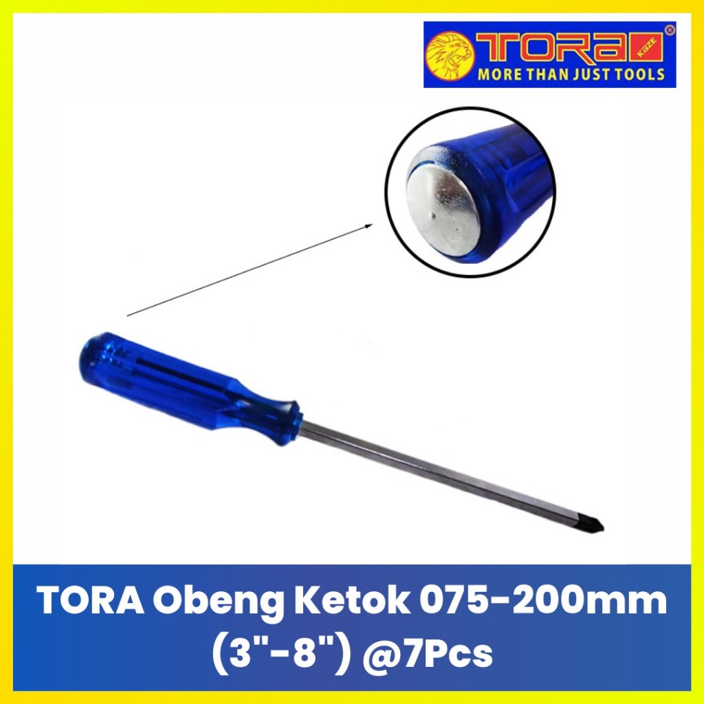 TORA Obeng Tembus Set 7 Pcs Go-Thru Screwdriver /Obeng Ketok Plus Minus