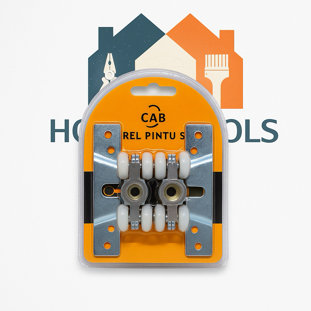 Roda Rell Pintu Merk CAB. Rel pintu sliding. Sliding door roller. Roller pintu sliding 4 roda untuk 