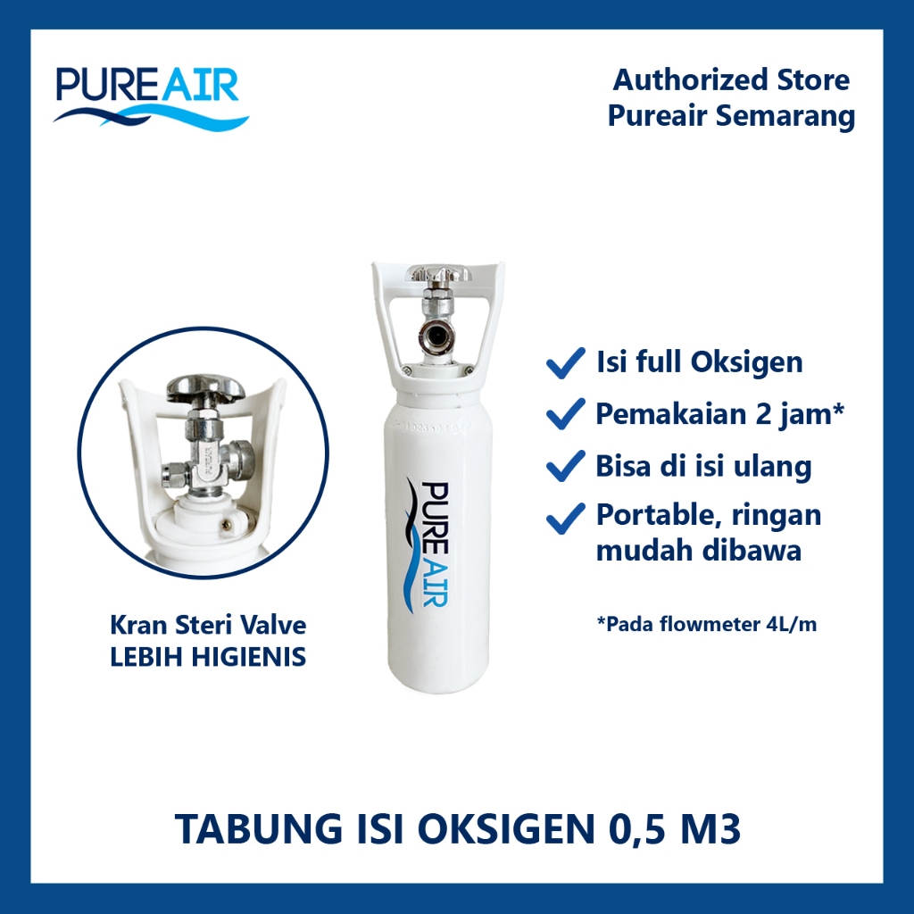 Pureair Tabung Kecil Isi Oksigen 0,5 M3