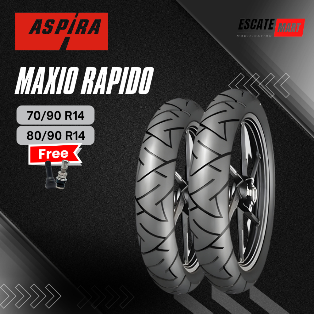 Aspira Rapido 80/90 90/90-14 Tubeless - Ban Motor Aspira Rapido Ring 14 Tubeless