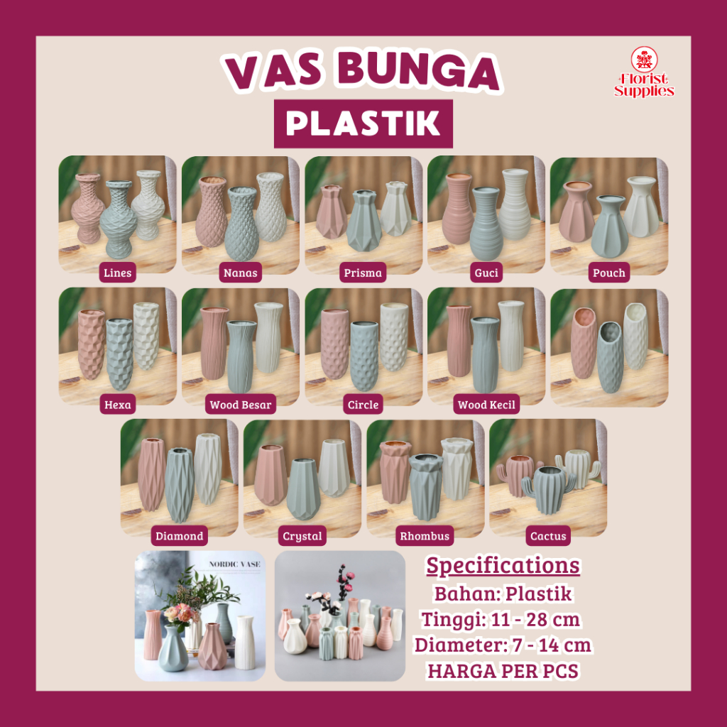 Vas Bunga Plastik Aesthetic Ruang Tamu Vas Bunga Mini Dekorasi Pot Bunga Plastik Hiasan Ruang Tamu