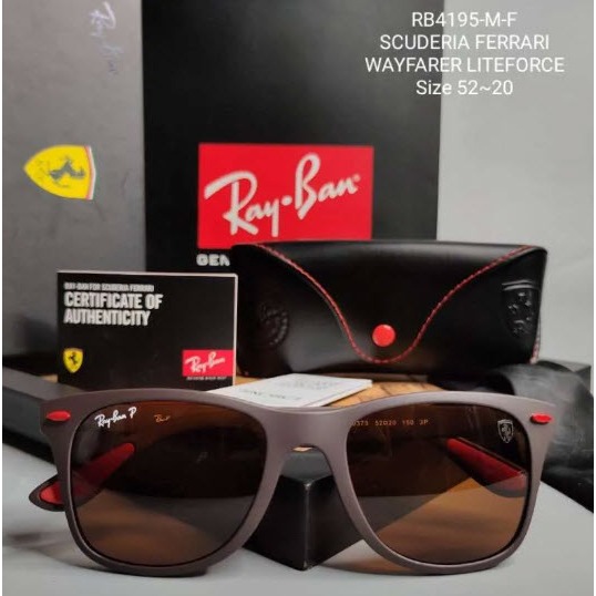 KACAMATA LITEFORCE FERRARI RB4195 52-20 BROWN POLARIZED ORIGINAL