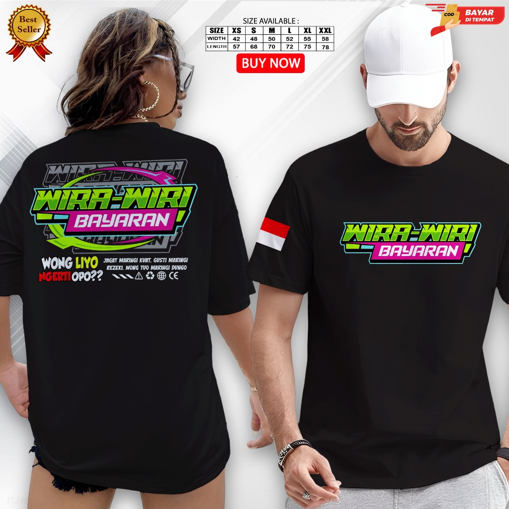 Tshirt Baju Kaos Wira Wiri Bayaran Hijau Stabilo Baju Distro Viral Kata Combed 30s Pria Unisex - Kao