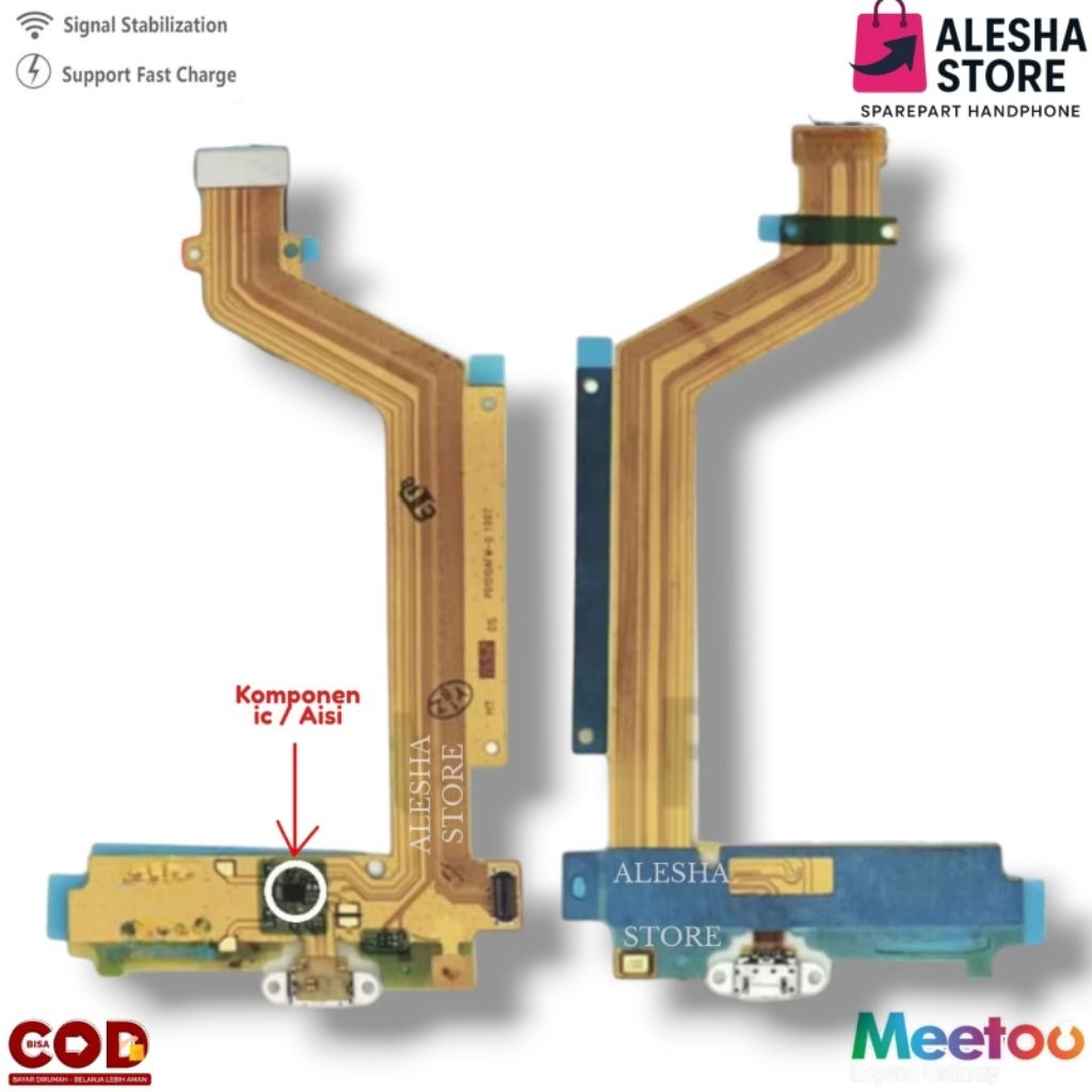 Flexibel Charger + ic FOR VIVO Y51 Y51L (LAMA) ORIGINAL 1:1 + MIC Full Komponen Aisi -  Connector Ca