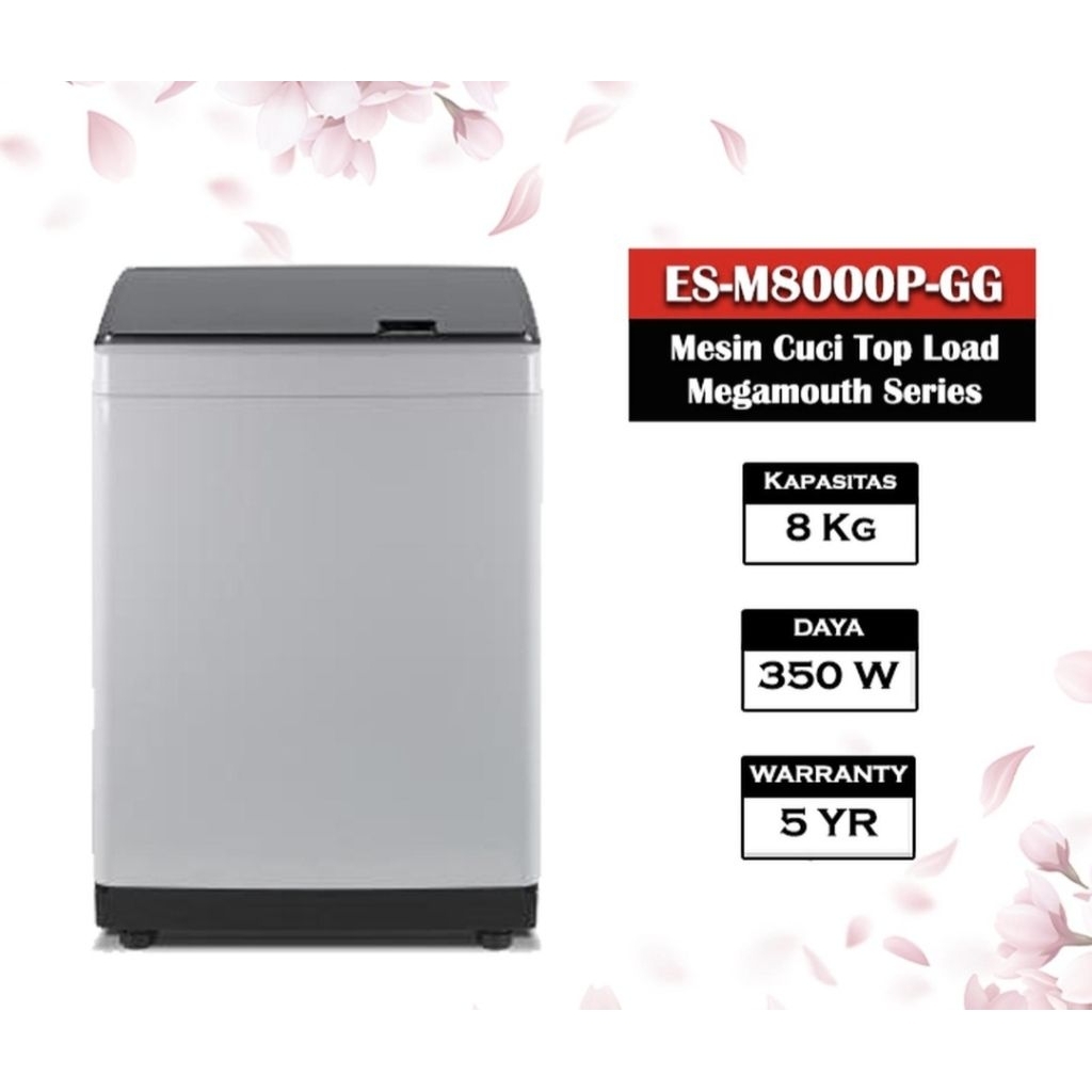 MESIN CUCI SHARP 1 TABUNG 8KG ES M 8000 P GG