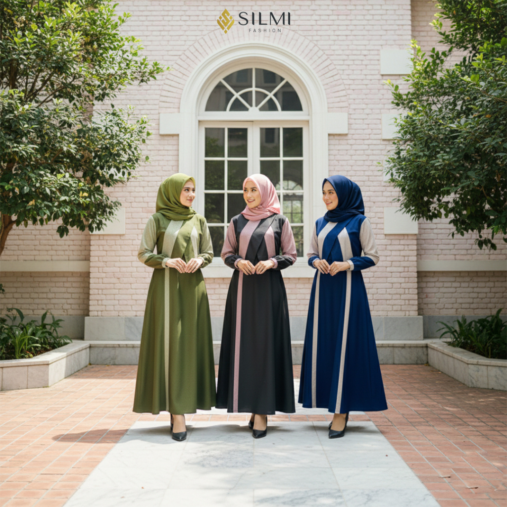 SILMI - Gamis Busui Simple Daily - Gamis Polos Kombinasi Adisty