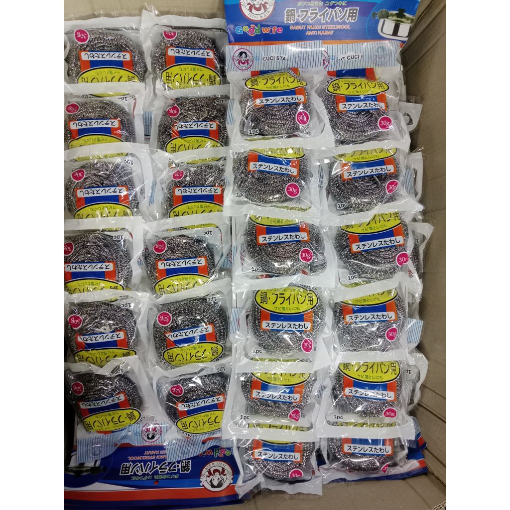 12 pcs sabut kawat gosok panci stainless 30 gram good wife