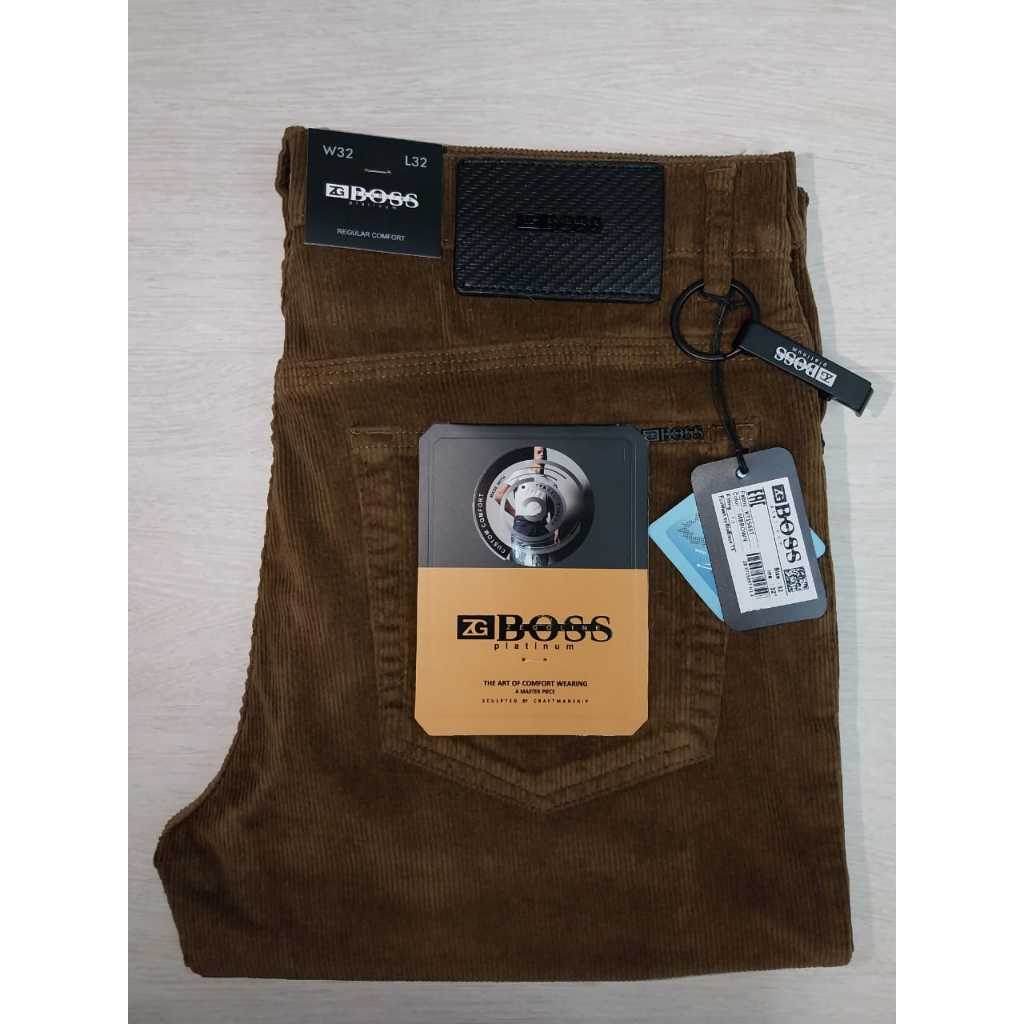 Celana Pria Corduroy Stretch ZG BOSS COFFE BROWN - Regular (Standar)