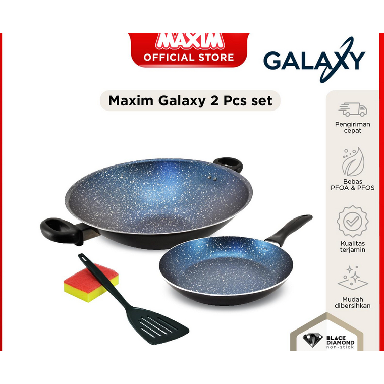Maxim Galaxy Wajan Teflon Anti Lengket Set 2 Pcs //Wajan + Teflon Anti Lengket Set 2 Pcs Galaxy Diam