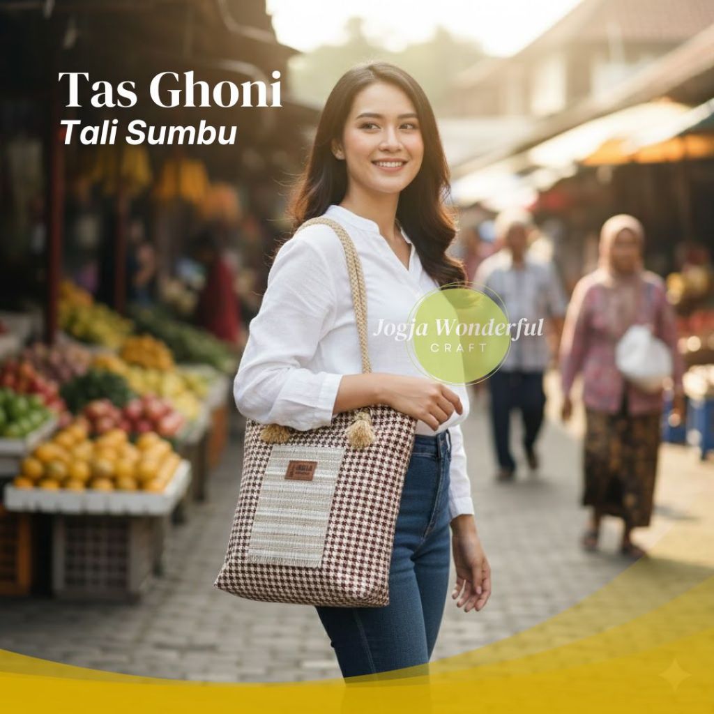 JOGJA WONDERFUL / Tas Ghoni Tali Sumbu tempat kosmetik tali sumbu kepang motif