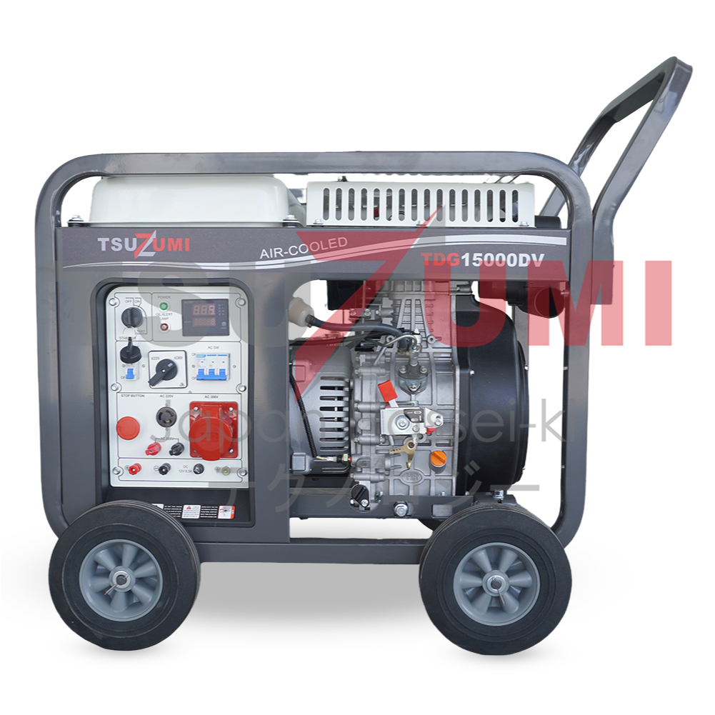 GENSET OPEN  15 KVA 12000 WATT SOLAR 3 PHASE & 1 PHASE TSUZUMI TDG15000DV TSUZUMI JAPAN TECHNOLOGY