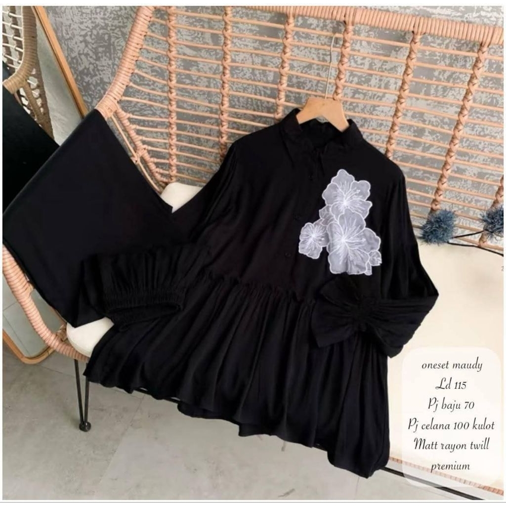 ONE SET BUNGA// SETELAN CELANA BUNGA ORGANZA// ONE SET RAYON TWILL// ONE SET RAYON BUSUI// SETELAN C