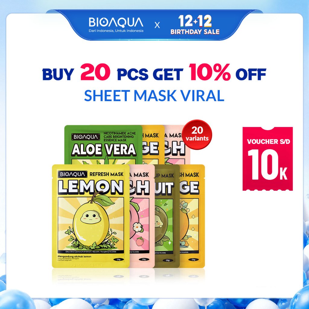 [Add to Cart for Mix Variants]-BIOAQUA Sheet Mask Hydrating Essence Face Mask Brightening Moisturizi