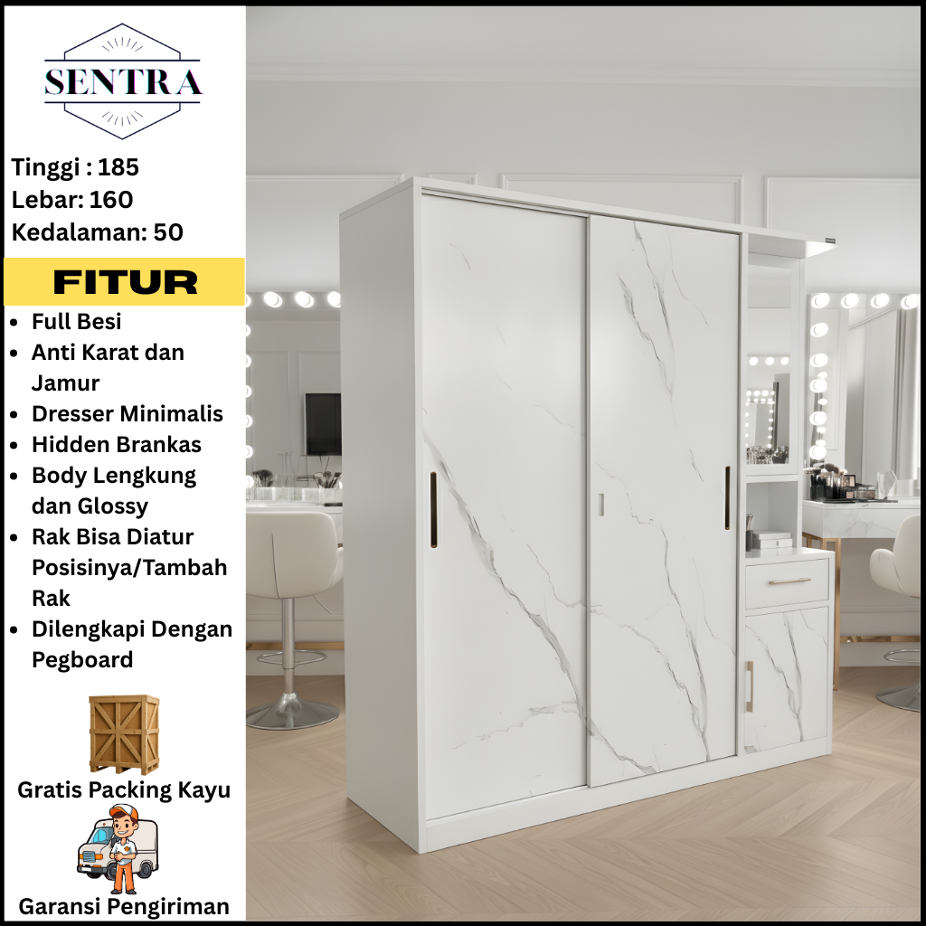 INF. Lemari Baju Besi Sliding - Lemari Baju 2 Pintu - Lemari Baju MEJA RIAS-LEMARI MEJA RIAS- LEMARI