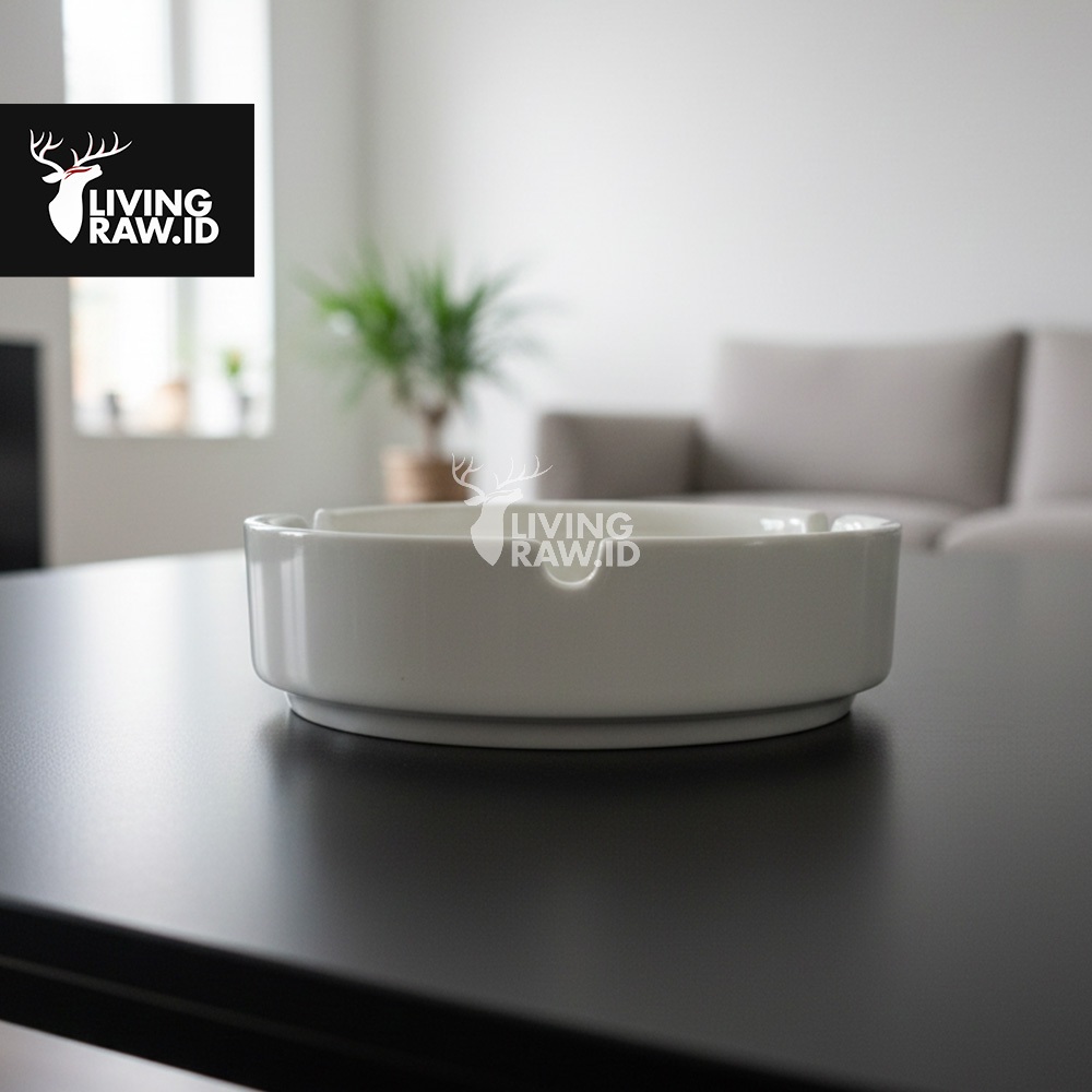 Asbak Rokok Keramik Porselen Putih Merah – Elegant Ceramic Ashtray