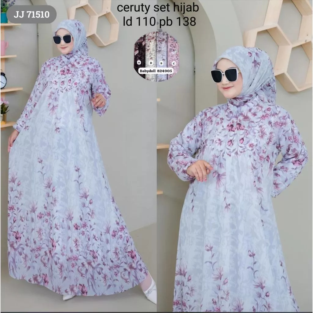 Gamis Cerruty Printing Set Hijab | Gamis Cerruty Printing