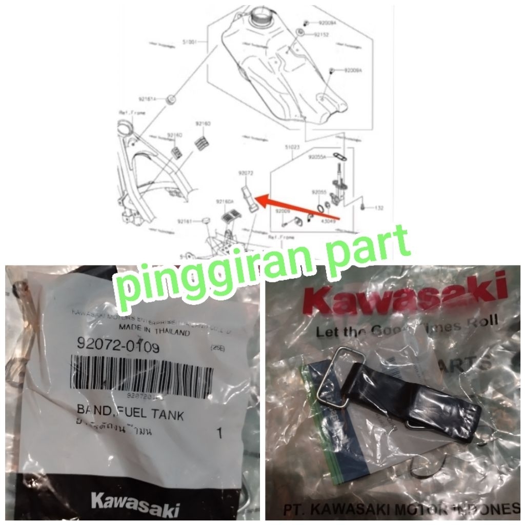 karet band tangki klx 140 original