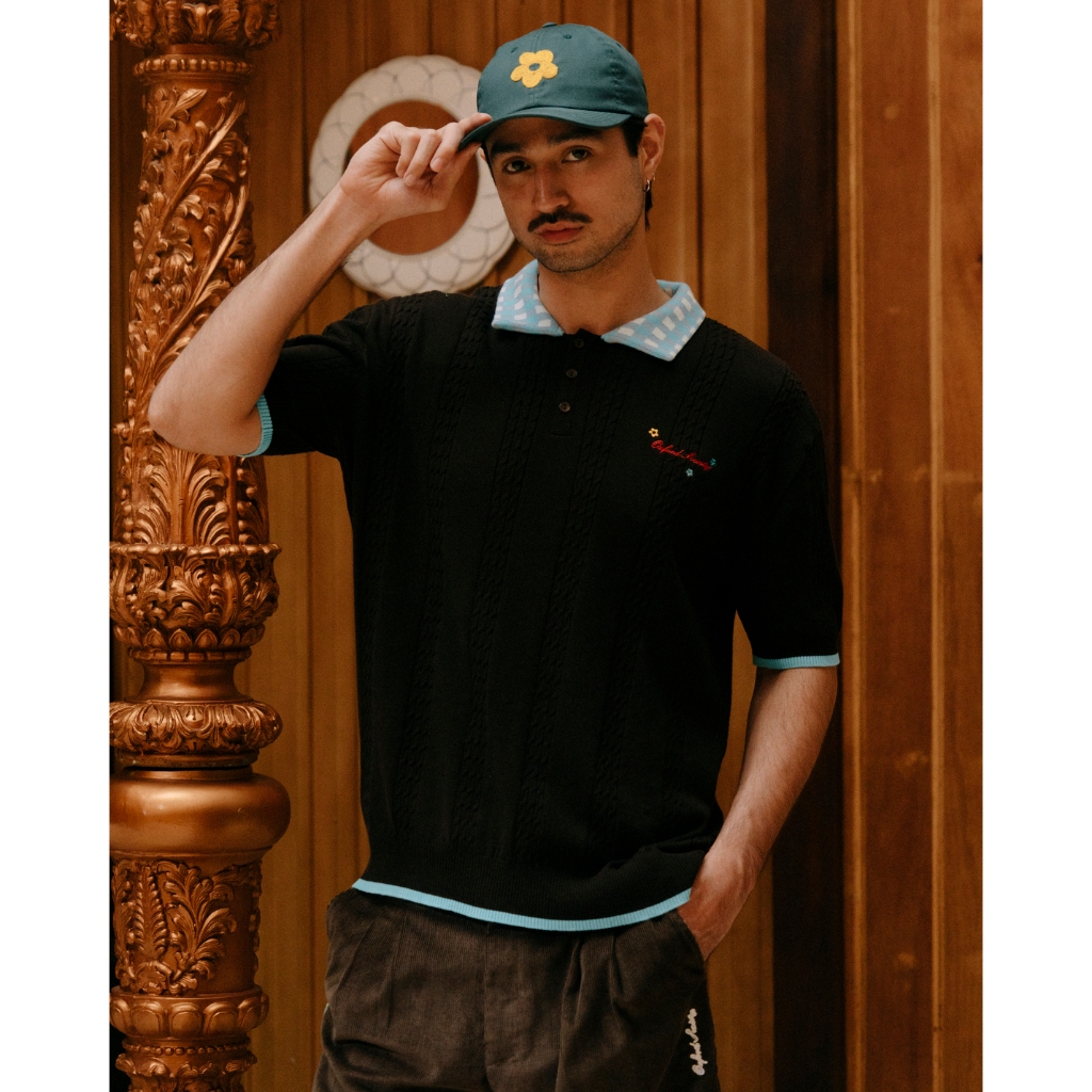 Oxford Society x Basboi Rickety Cable Knit Polo Shirt Brown - Kaos Polo Unisex